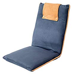 bonVIVO EASY II Padded Floor Chair with Adjustable Backrest, Comfortable, Semi-Foldable, and Versatile, for Meditation, Seminars, Reading, TV Watching or Gaming, Elegant Design, Blue & Beige