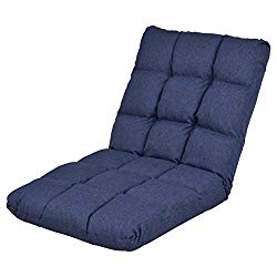 Giantex Adjustable Floor Gaming Sofa Chair 14-Position Cushioned Folding Lazy Recliner (Blue)