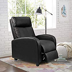Homall Single Recliner Chair Padded Seat Black PU Leather Living Room Recliner Modern Recliner Sofa Seat(Black)