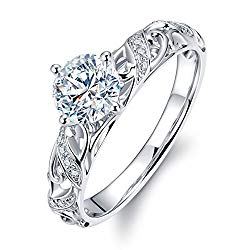 Genuine Wedding Diamond White Gold 14K Solid Proposal Promise Engagement Ring Set for Women(0.30cttw, G-H Color, VS-SI1 Clarity)