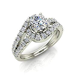 Ocean Wave Intertwined Diamond Engagement Ring 14K Gold 1.25 ct 5.60 mm Center-Glitz Design Collection (I,I1)