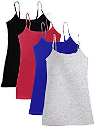 4 Pack: Active Basic Cami Tanks in Many Colors (1X, Black/Red/Royal/Hgray)
