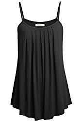 BEPEI Cami Tank Tops for Women, Sexy Clubwear Causal Summer Pleated Front Black L