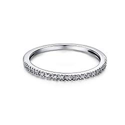 Hafeez Center 1.5mm Rhodium Plated Sterling Silver Riviera Petite Micropave Cubic Zirconia CZ Half Eternity Ring