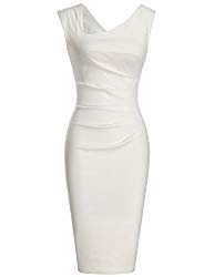 MUXXN Women’s Retro 1950s Style Sleeveless Slim Business Pencil Dress (M White)