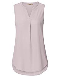 Timeson Sleeveless Blouses for Women, Women’s Summer Chiffon Tank Tops Elegant V Neck Tunic Blouse Loose Fit Flowy T-Shirt Tops for Women Daily Life Dark Pink Medium