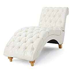 Bellanca Fabric Tufted Chaise Lounge Chair (Ivory)