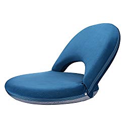 Floor Chair Adjustable NNEWVANTE Back Support Chair Foldable Mediation Seating Suede-like Fabric Multiangle Cushioned Recliner for Adults Kids Video-Gaming Reading Watching, Navy
