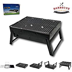 McWay Charcoal Barbeque Grill Foldable and Portable – Lightweight – Rust-Free- Easy to Set Up – For Outdoor Cooking (Large)