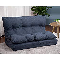 Merax. Adjustable Fabric Folding Chaise Lounge Sofa Chair Floor Couch (Navy 1)