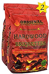 Original Natural Charcoal Hardwood Briquettes by 2 X 100% Premium All-Natural Pillow Shaped Charcoals – Lights Easy, Burns Quickly, Adds Extra Flavor To Meats – 100% (7.07 lb.)