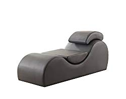 US Pride Furniture CL-15 Faux Leather Deluxe Stretch Chaise Relaxation And Yoga Chair With Removable Pillows, Gray