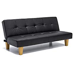 Best Choice Products PU Leather Convertible Futon Sofa Bed (Black)