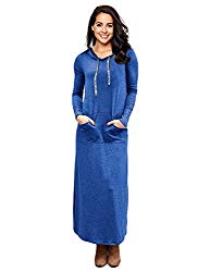 GloryStar Women Long Sleeve Pullover Pocket Slim Sweatshirt Casual Hoodie Dress Hooded Sweater Dresses (M, Blue)
