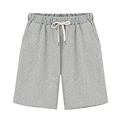Gooket Women’s Soft Knit Elastic Waist Jersey Bermuda Shorts With Drawstring Grey Tag 4XL-US 14