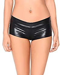 iHeartRaves Metallic Rave Booty Dance Shorts (Small, Black)