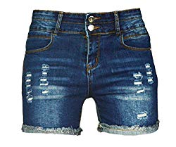 PHOENISING Women’s Sexy Stretchy Fabric Hot Pants Distressed Denim Shorts,Size 2-16