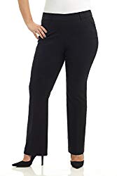 Rekucci Curvy Woman Ease In To Comfort Fit Barely Bootcut Plus Size Pant (16W,Black)