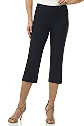 Rekucci Women’s “Ease In To Comfort Fit” Capri with Button Detail (12,Black)