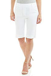 REKUCCI Women’s Ease In To Comfort Fit Modern Pull On Bermuda Short With Pockets (10,White)