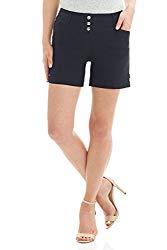 Rekucci Women’s Ease Into Comfort Stretchable Pull-On 5″ Slimming Tab Short (8,Black)