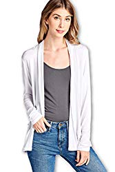 ReneeC. Women’s Extra Soft Natural Bamboo Open Front Cardigan – Made in USA (Small, White)
