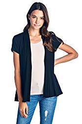 ReneeC. Women’s Extra Soft Natural Bamboo Short Summer Cardigan – Made in USA (X-Large, Black)