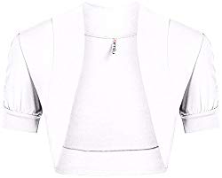 Simlu White Bolero Sweaters for Women White Cropped Shrug White Cropped Cardigan Short Sleeves,White,Medium