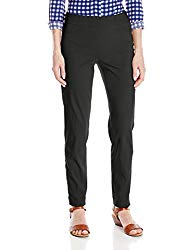 SLIM-SATION Women’s Wide Band Pull On Straight Leg Ankle Pant with Tummy Control, Black, 18