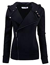 Tom’s Ware Women Slim fit Zip-up Hoodie Jacket TWHD1003-BLACK-M