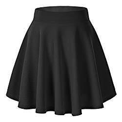 Urban CoCo Women’s Basic Versatile Stretchy Flared Casual Mini Skater Skirt (Medium, Black)
