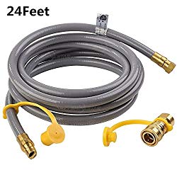 SHINESTAR 24 feet Natural Gas Quick Connect/Disconnect Hose Assembly for BBQ Grill- 50,000 BTU Fits Low Pressure Appliance -3/8″ Female Pipe Thread x 3/8″ Male Flare -CSA Certified