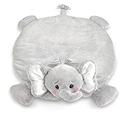 Bearington Baby Lil’ Spout Grey Elephant Belly Blanket, Tummy Time Play Mat 30″ x 30″