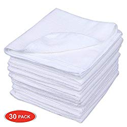 CARTMAN Microfiber Cleaning Cloth in White Color 14 in x 14 in, 30pk (White)