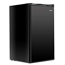 Costway 3.2 Cubic Feet. Compact Refrigerator Mini Dorm Small Fridge Freezer Reversible Door Black