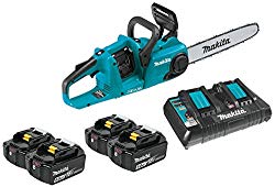 Makita XCU03PT1 18V X2 (36V) LXT Lithium-Ion Brushless Cordless 14″ Chain Saw Kit with 4 Batteries (5.0Ah)