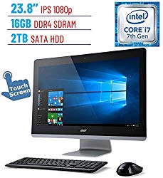Acer Aspire AZ3 23.8‘’ Touch IPS (1920×1080) All-in-One Desktop PC (Intel Quad Core i7-7700T Processor 16GB 2400MHz DDR4 2TB HDD NVIDIA GeForce 940M Bluetooth Dolby Audio DVD-RW HDMI Windows 10)