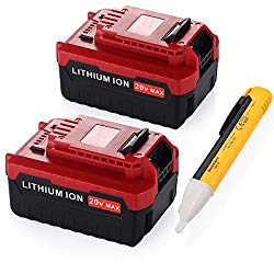 [Color Upgraded]-Powerextra 2 Pack 5.0Ah 20 MAX Lithium Replacement Battery for Porter Cable PCC685L PCC680L Porter Cable 20v Lithium Battery(with a free voltage tester pen)