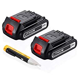 (Upgraded) Powerextra 2 Pack 20v 2500mah Lithium-Ion Replacement Battery for Black&Decker LBXR20 LB20, LBX20 Cordless Tool Battery Black and Decker Lithium 20V