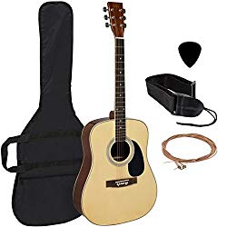 Acoustic Guitar 41″ Full Size Natural Includes Guitar Case, Strap and More
