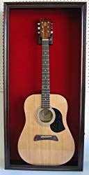 LARGE Acoustic Guitar Display Case Cabinet, Fit most Guitars, with Lock, Mahogany Finish