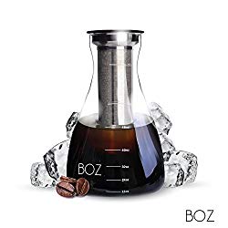 BOZ Cold Brew Iced Coffee Maker, 2 Quart Glass Pitcher | Ultra Fine Coffee Filter, Serving Carafe | 2L, 67 fl oz