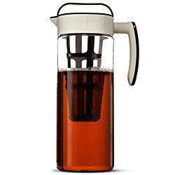 Komax Large Cold Brew Coffee Maker 2 quart (8 Cups) Tritan Pitcher – With Stainless Steel Mesh Infuser – Air Tight Seal, Space Saving Square Design For Concentrated Hot or Cold Beverages
