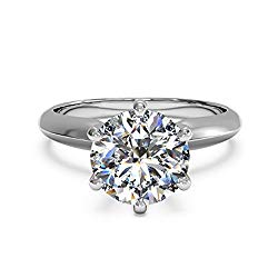 3 Ct CZ Solitaire Engagement Ring Sterling Silver White Gold Plated Size 4-9 Anniversary Rings