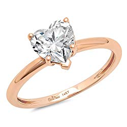 Clara Pucci Heart Cut Solitaire Engagement Anniversary Wedding Bridal Anniversary Promise Ring Solid 14k Rose Gold, 1.85CT