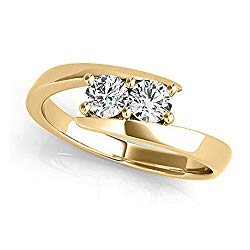 Two Stone Ring Forever 1/4ct two Diamond in 14K Yellow Gold (I-J / I2-I3)