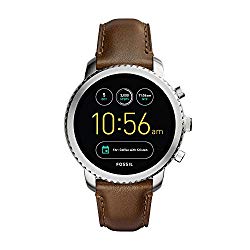 Fossil Q Men’s Gen 3 Explorist Stainless Steel and Leather Smartwatch, Color: Silver-Tone, Brown (Model: FTW4003)