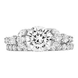 2.62ct Brilliant Round Marquise Cut Halo Bridal Engagement Statement Wedding Ring Set 14k White Gold