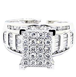 Midwest Jewellery 1cttw Diamond Wedding Ring 3 in 1 Style Engagement & Bands White or Yellow Gold(i2-i3 Clarity)