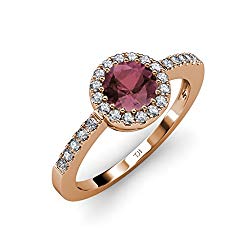 Rhodolite Garnet and Diamond Halo Engagement Ring (SI2-I1, G-H) 1.66 ct tw in 14K Rose Gold